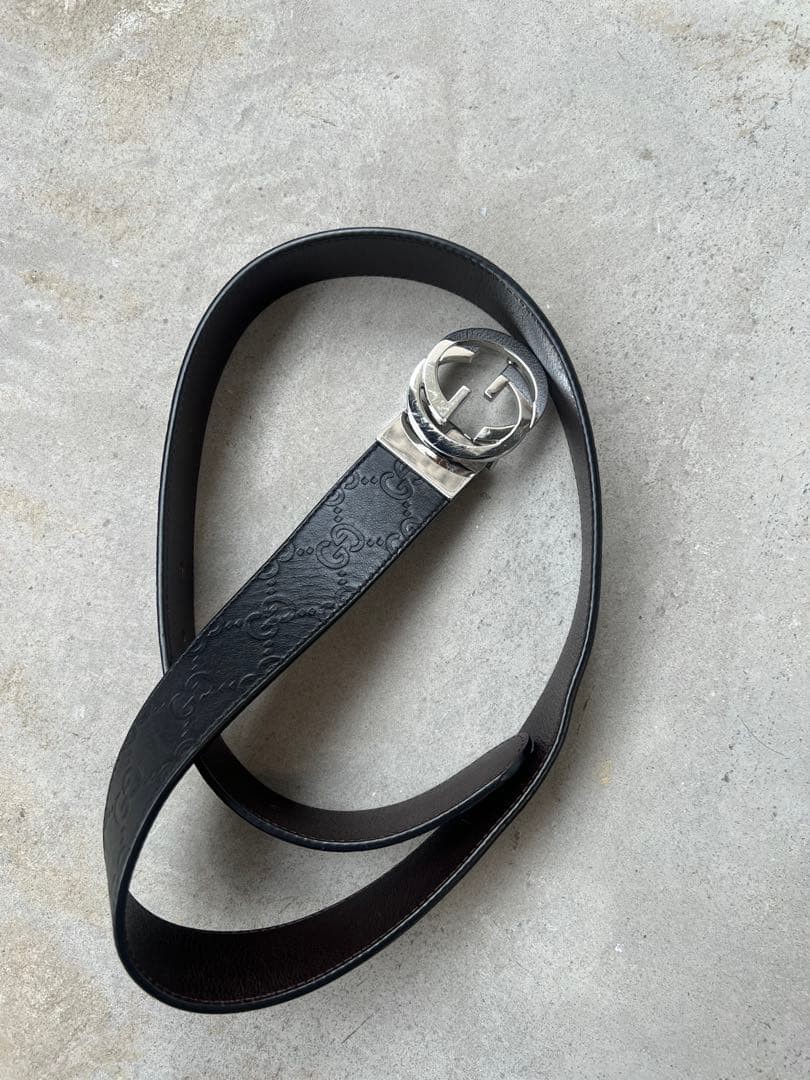 GUCCI Pre-Owned Black Gg Pattern Belt 473030 Cwcwn