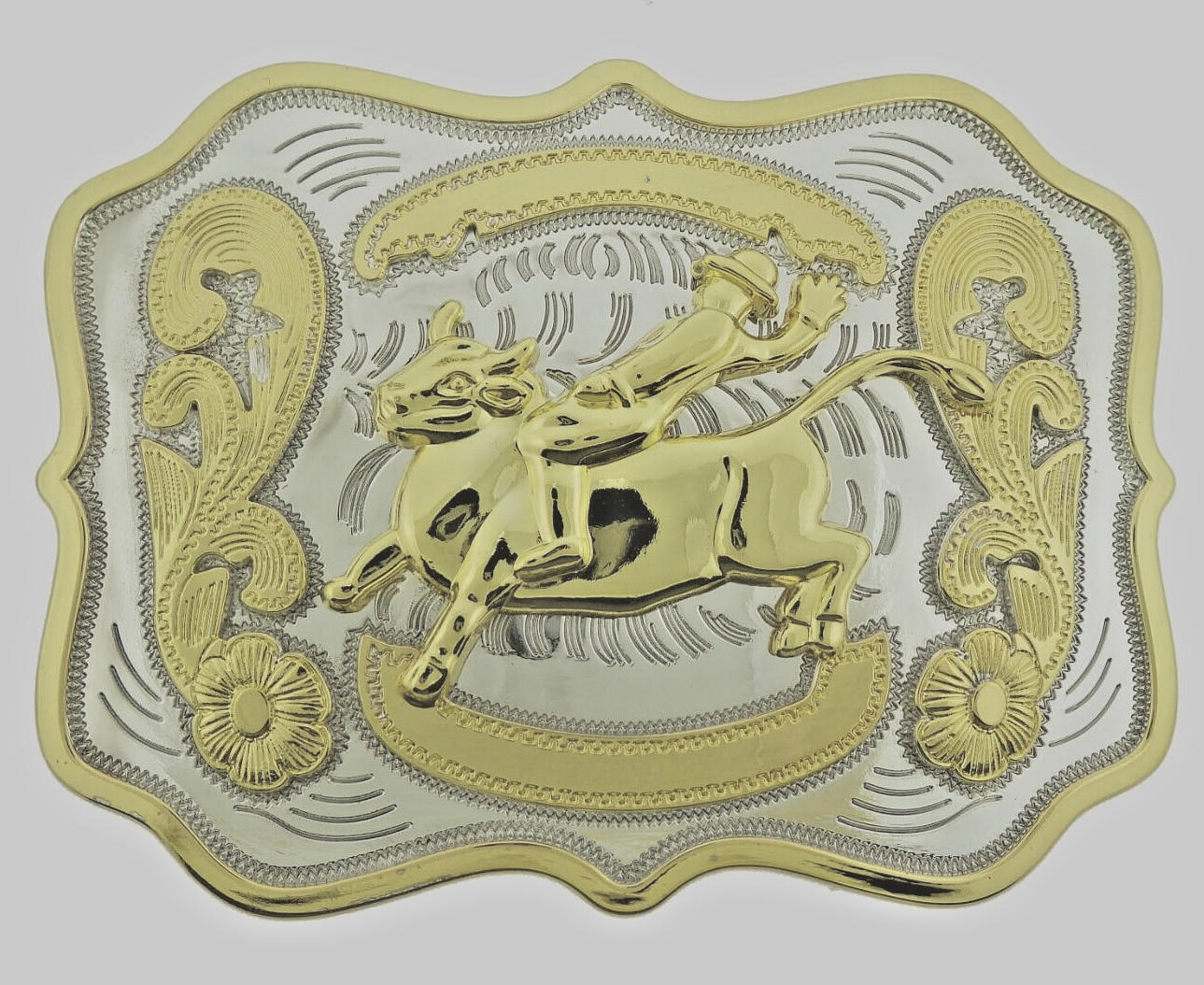 Rodeo Belt Buckle Gold Silver Metal Square Cowgirl Men Women Vintage Texas State