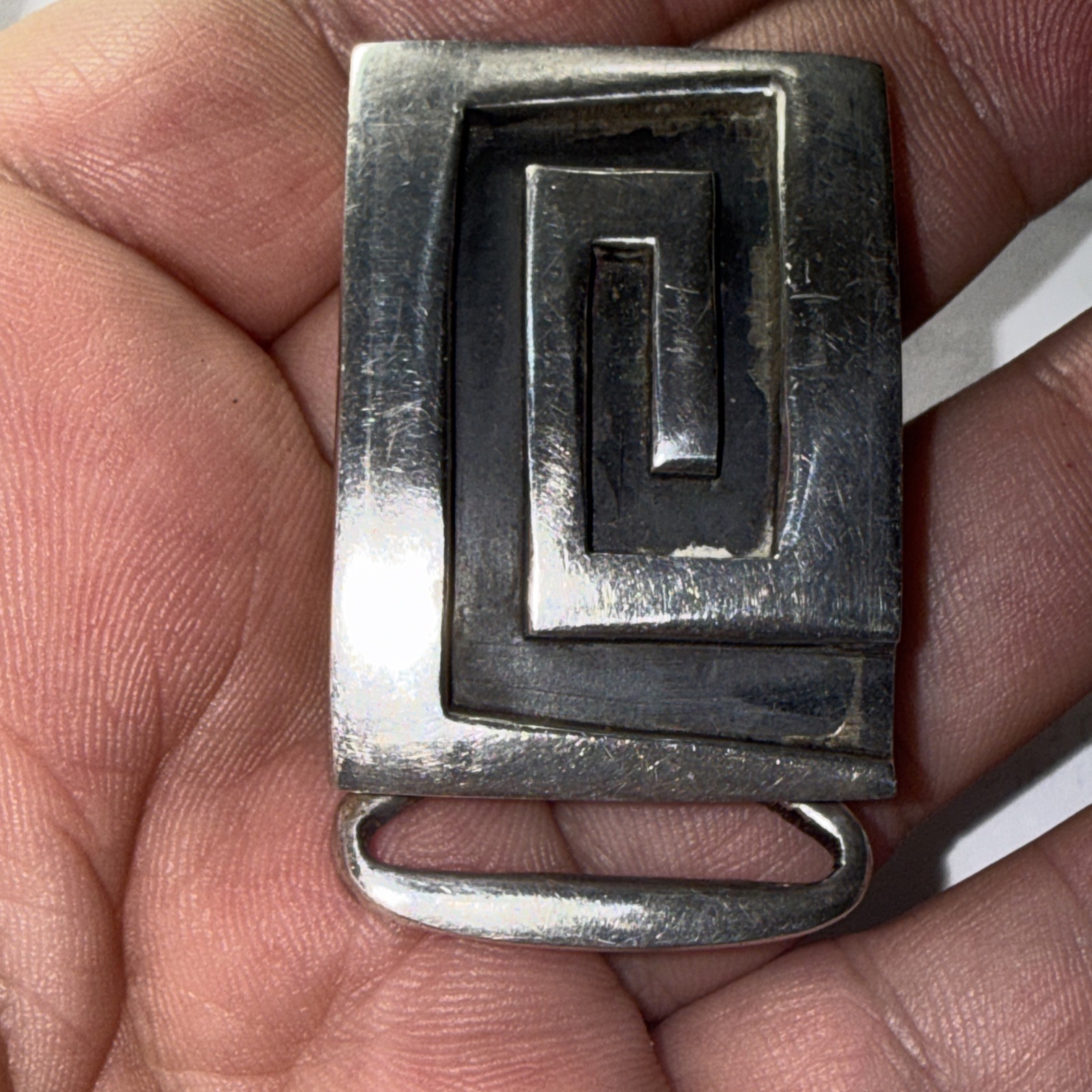 Men’s Belt Buckle Mexico Designer Sterling Art Deco 50 Grams Retro Modern Old