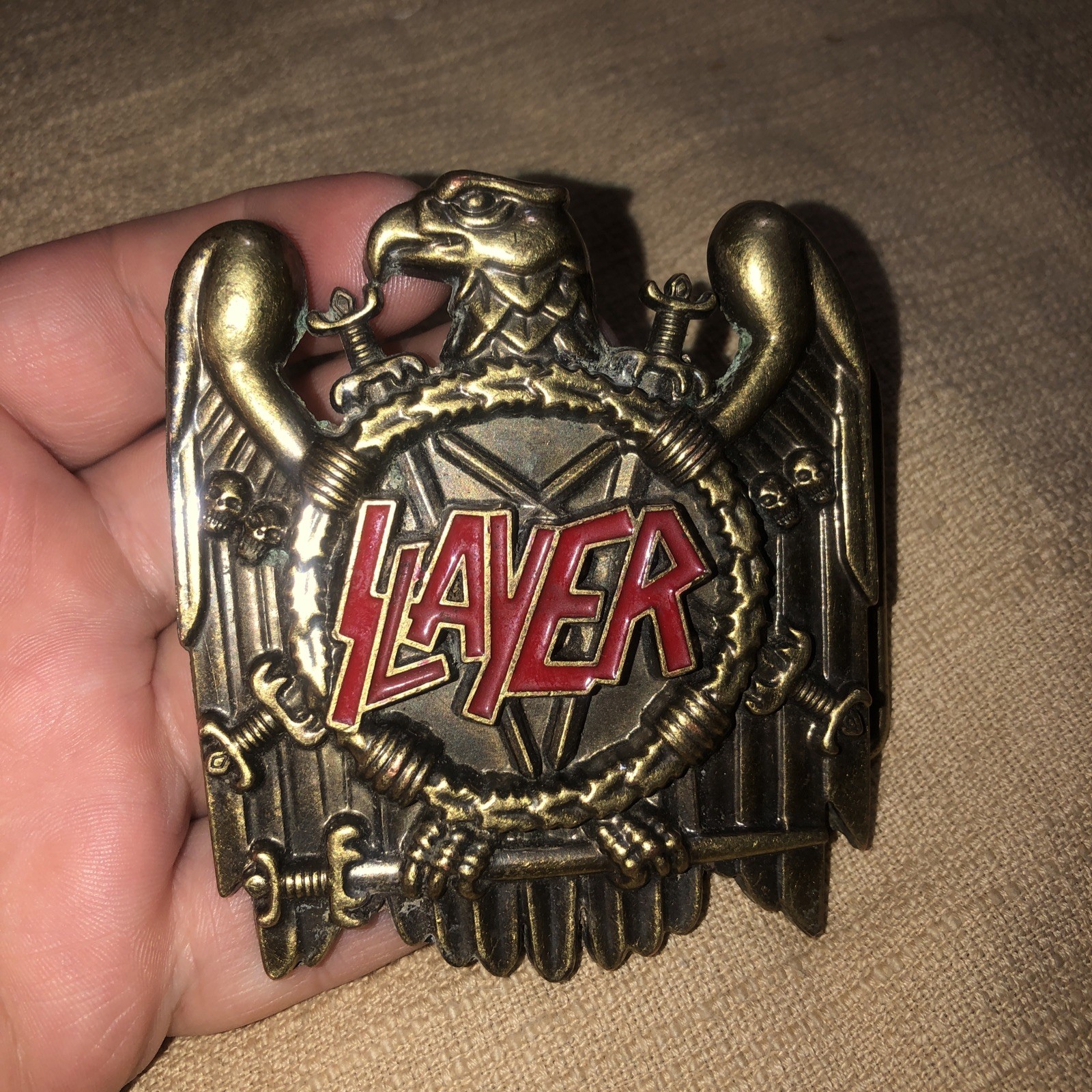 Antiqued Bronze Brass Color Eagle Music Rock Band Belt Buckle