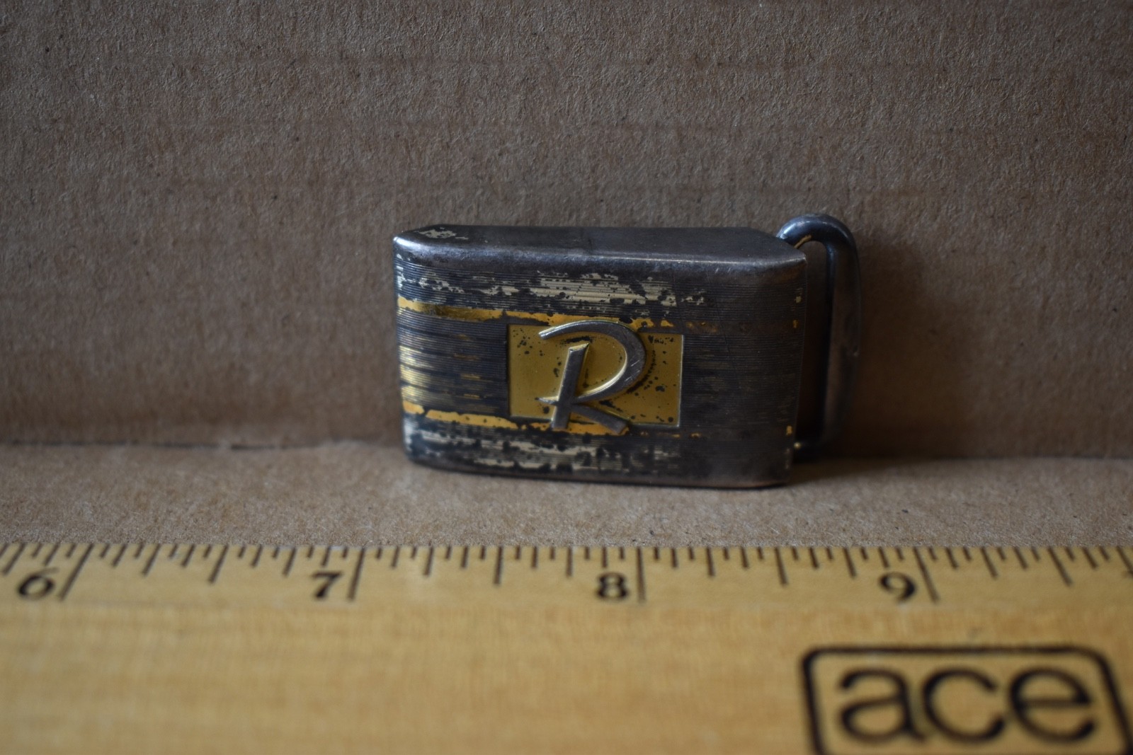 Antique Hickok Sterling Silver Belt Buckle Monogrammed « R » Used Ready 2 Wear #2