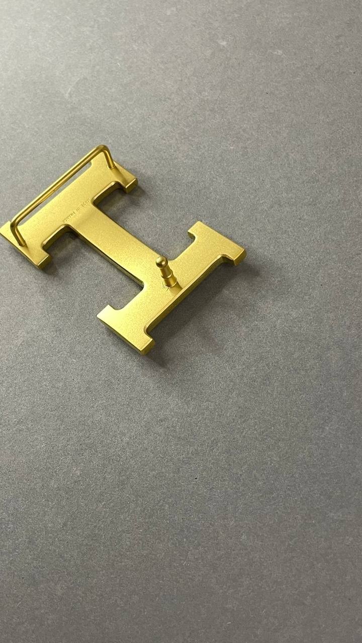 Gold Crystal H Belt Buckle Rhinestone Pavé Statement Buckle Heavy Metal Hardware