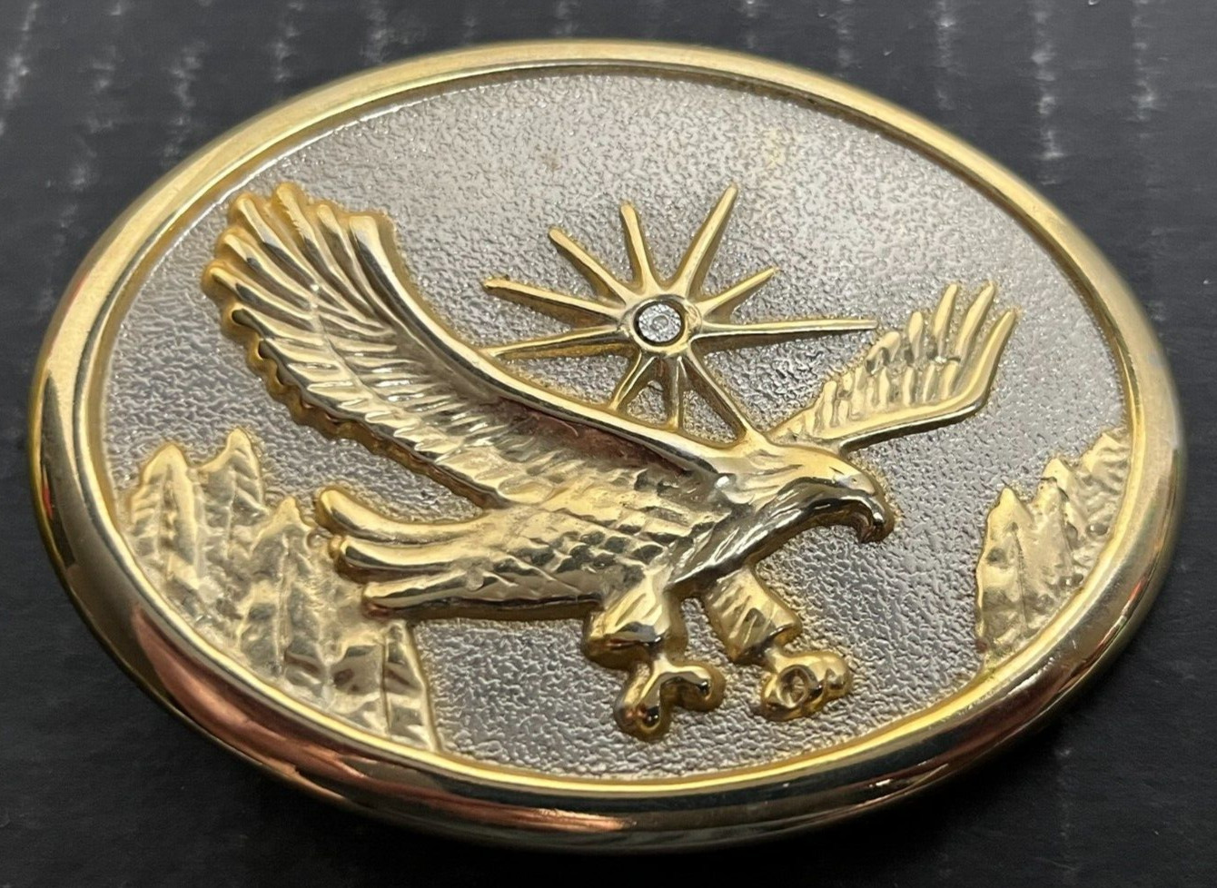 Eagle Belt Buckle Bejeweled Star Western Cowboy Metallic Gold Silver Color