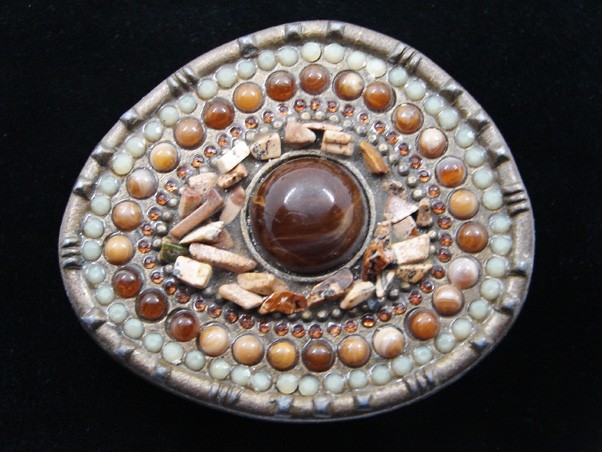 RD11106 REALLY NICE **MULTI-COLOR AGATE STONE** ART/FASHION DESIGN BELT BUCKLE
