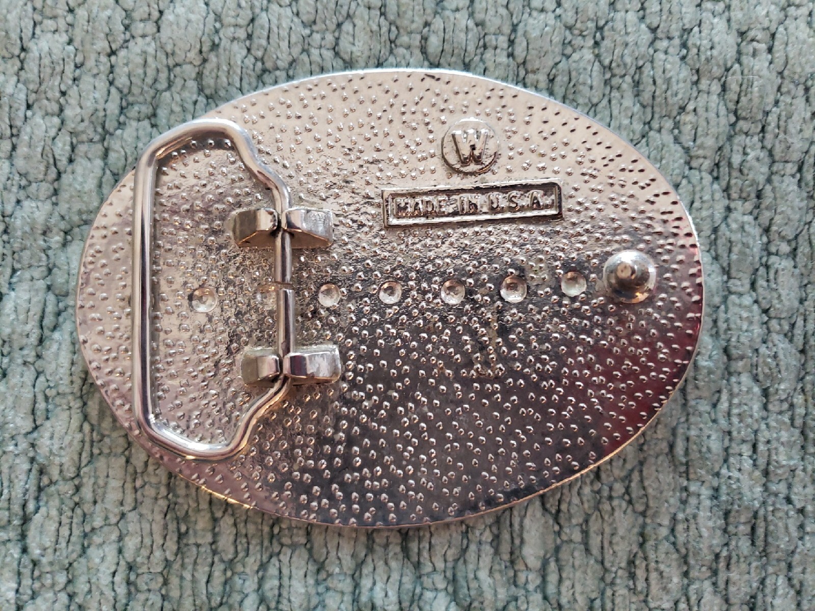 Vintage belt buckle black silvertone eagle W u.s.a.