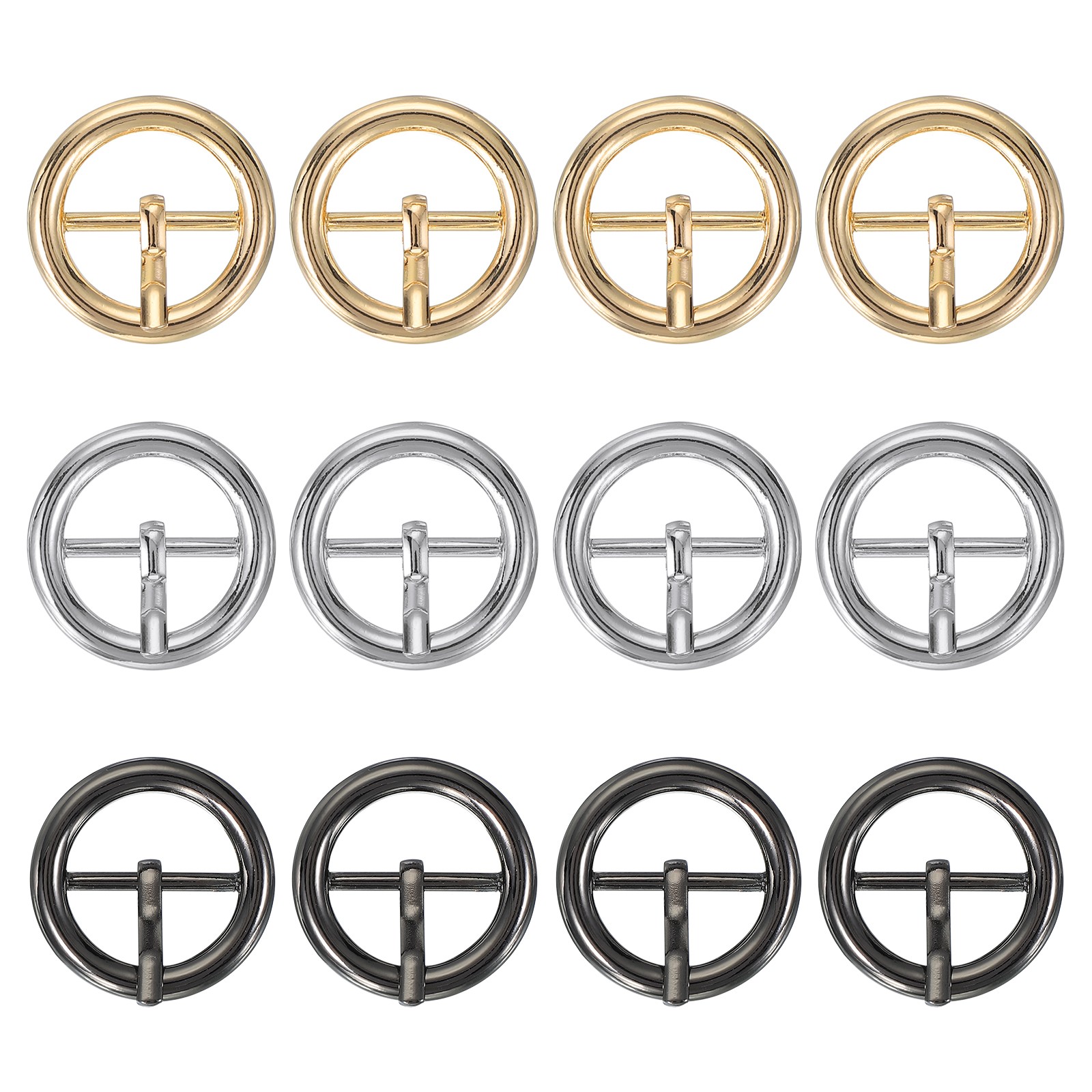 12Pcs 0.8&Prime; Single Prong Belt Buckle Metal Roller Buckle Black/Silver/Light Gold