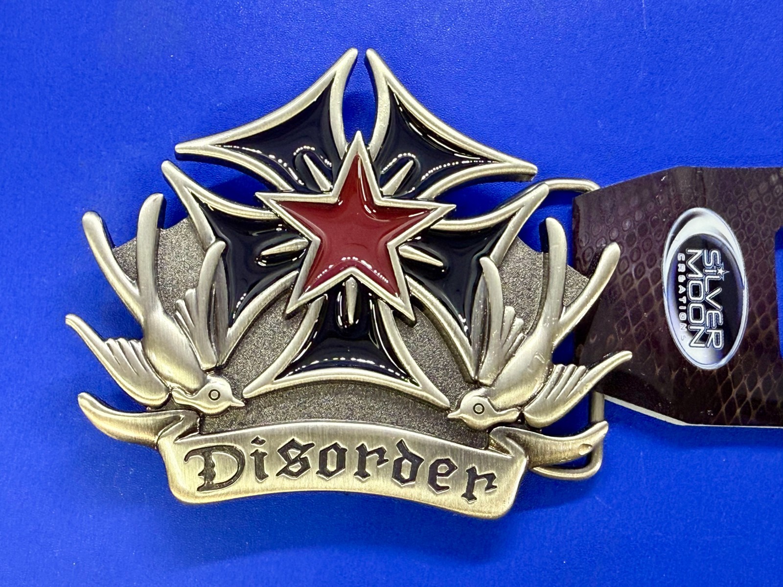 Disorder Iron Maltese Cross Doves NOS Silver Moon Creations Belt Buckle
