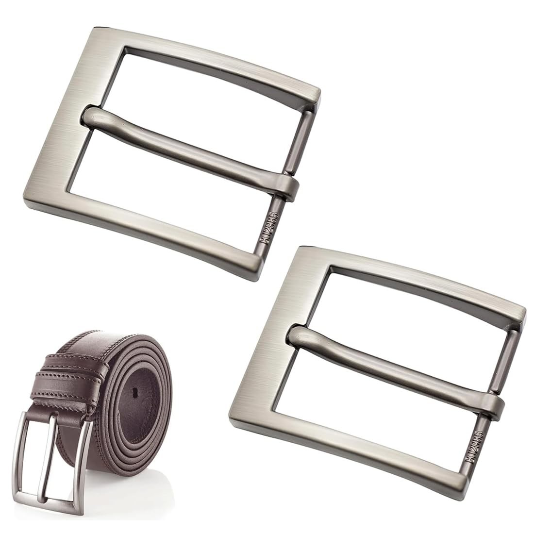 2 Pieces Belt Buckle Men, Metal Belt Buckle Zinc Alloy Polished 40mm,…