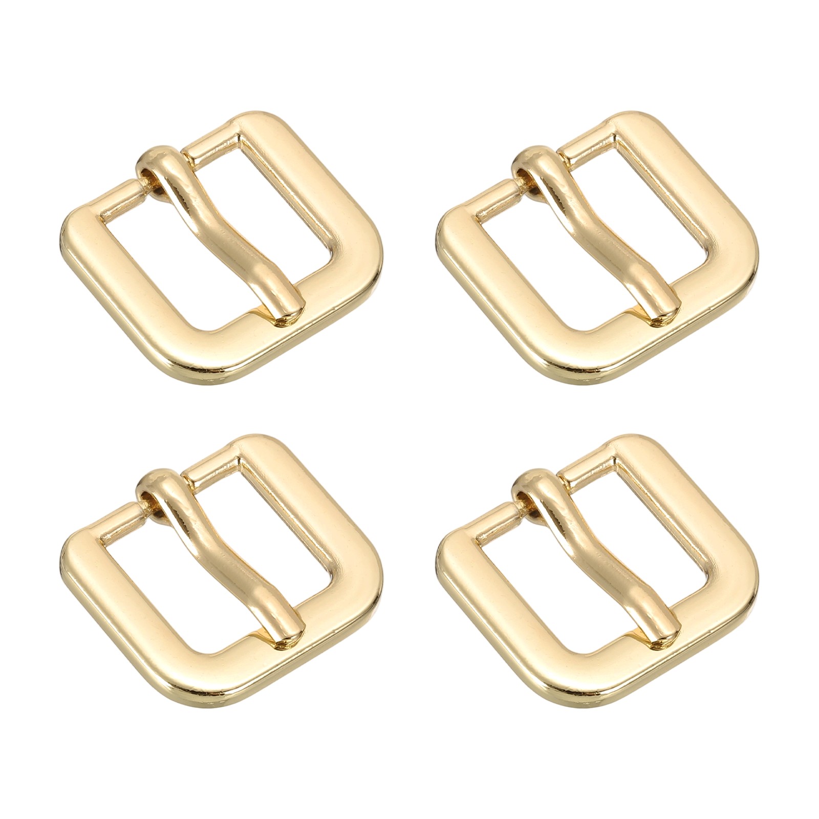 Metal Roller Buckle, 4Pcs 0.63&Prime; Square Single Prong Belt Buckle, Light Gold