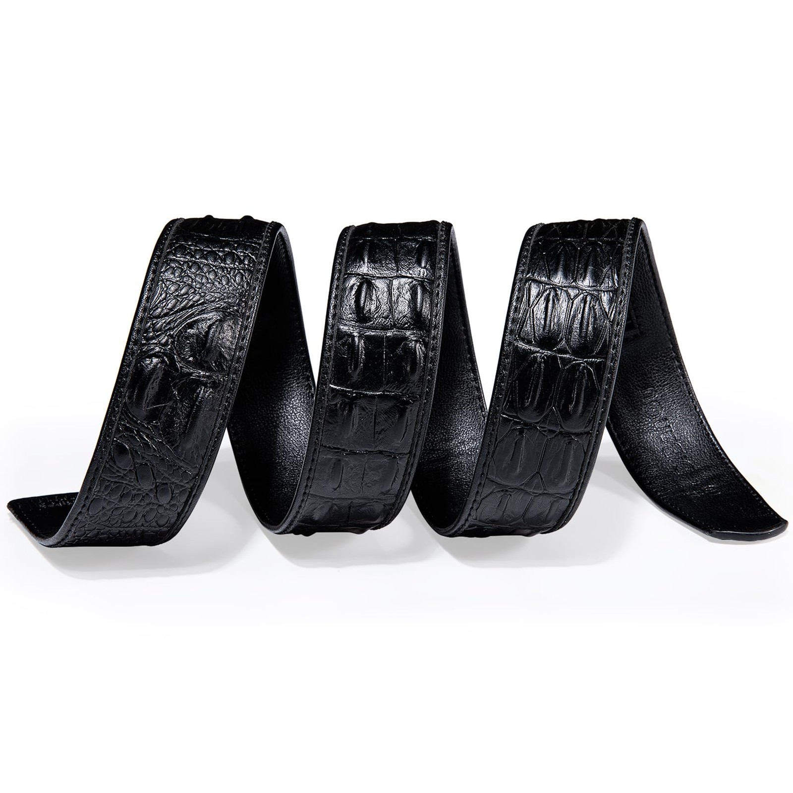 Barry.Wang Ratchet Belt Buckle Strap Replacement One Size, A-black Crocodile