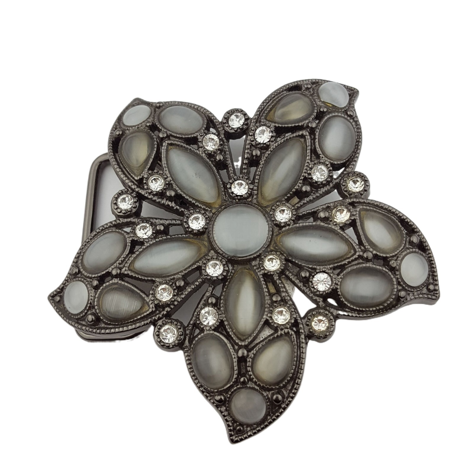Flower shape buckle with Cats eye stone and Crystals
