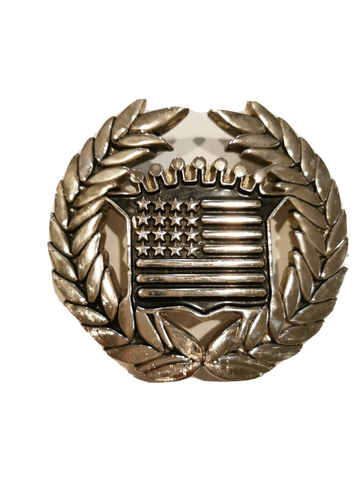 FAMOUS stars & stripes US flag silver belt buckle