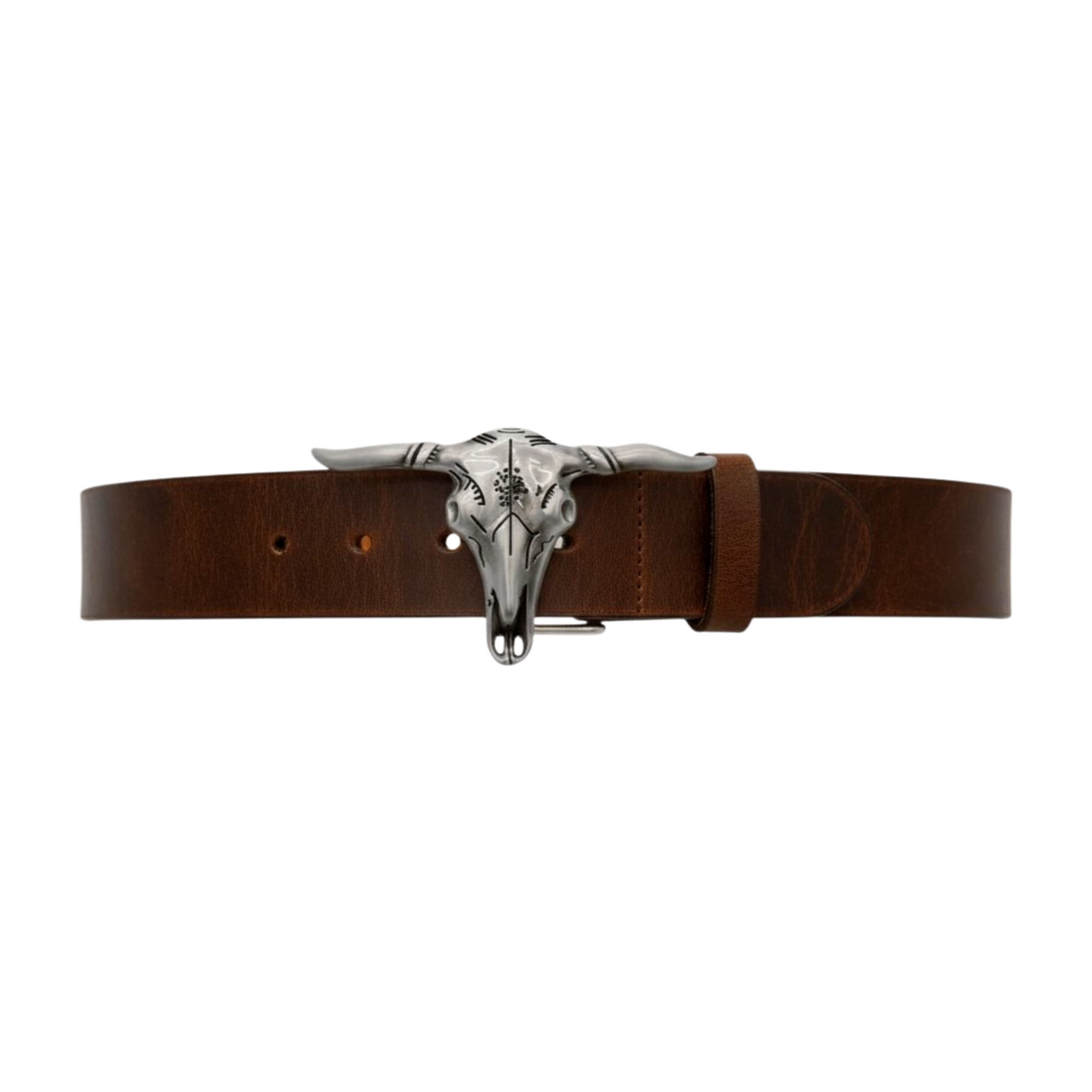 Men Western Fashion Silver Metal Big Belt Buckle Long Horn Texas Cow Bull Skull