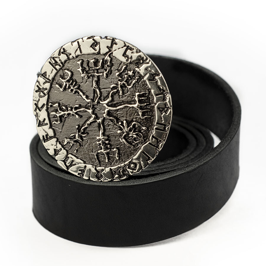 German silver belt buckle Vegvisir, Viking compass buckle, Scandinavian buckle