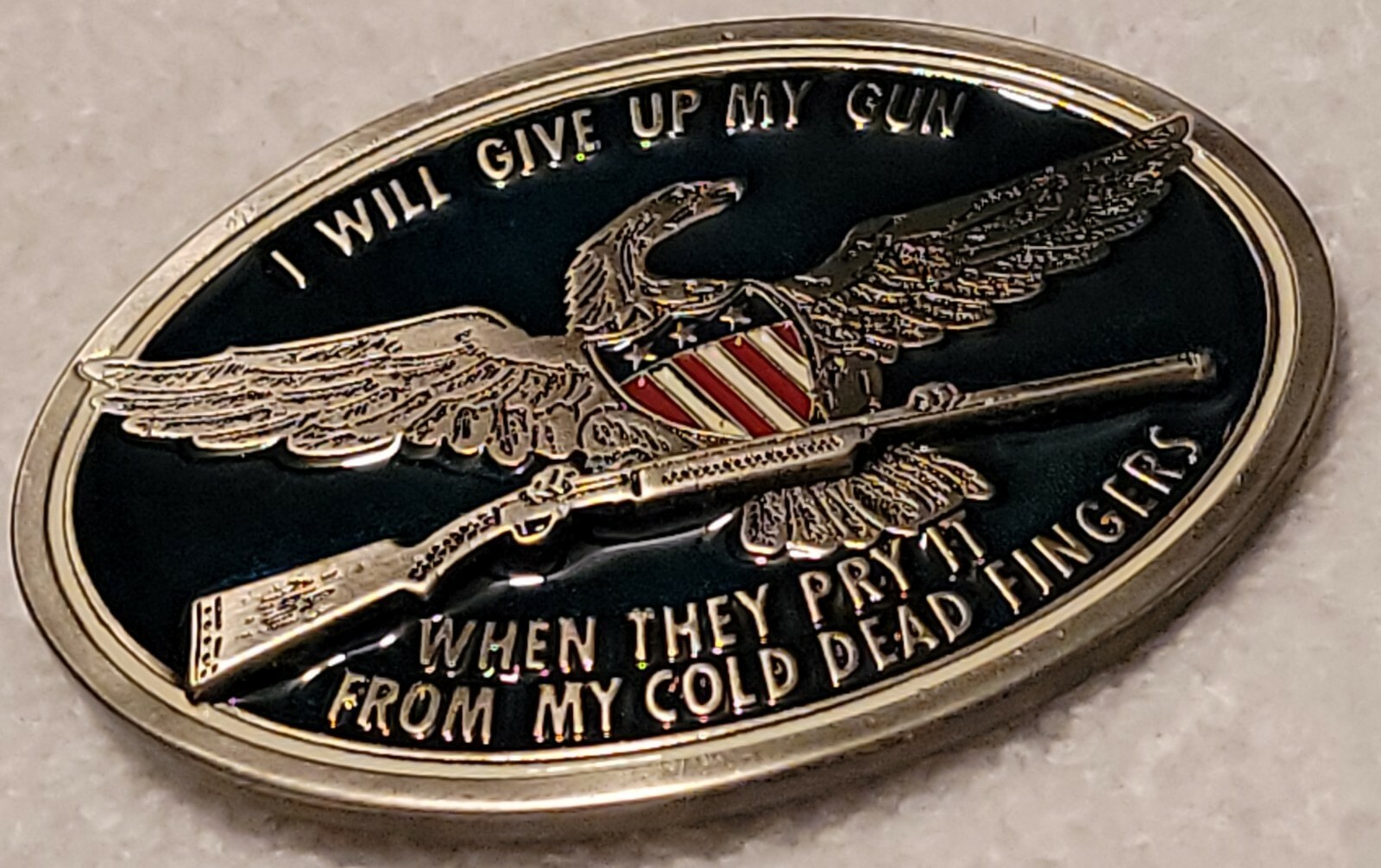 I Will Give Up My Gun When They Pry It From My Cold Dead Fingers Enamel Buckle