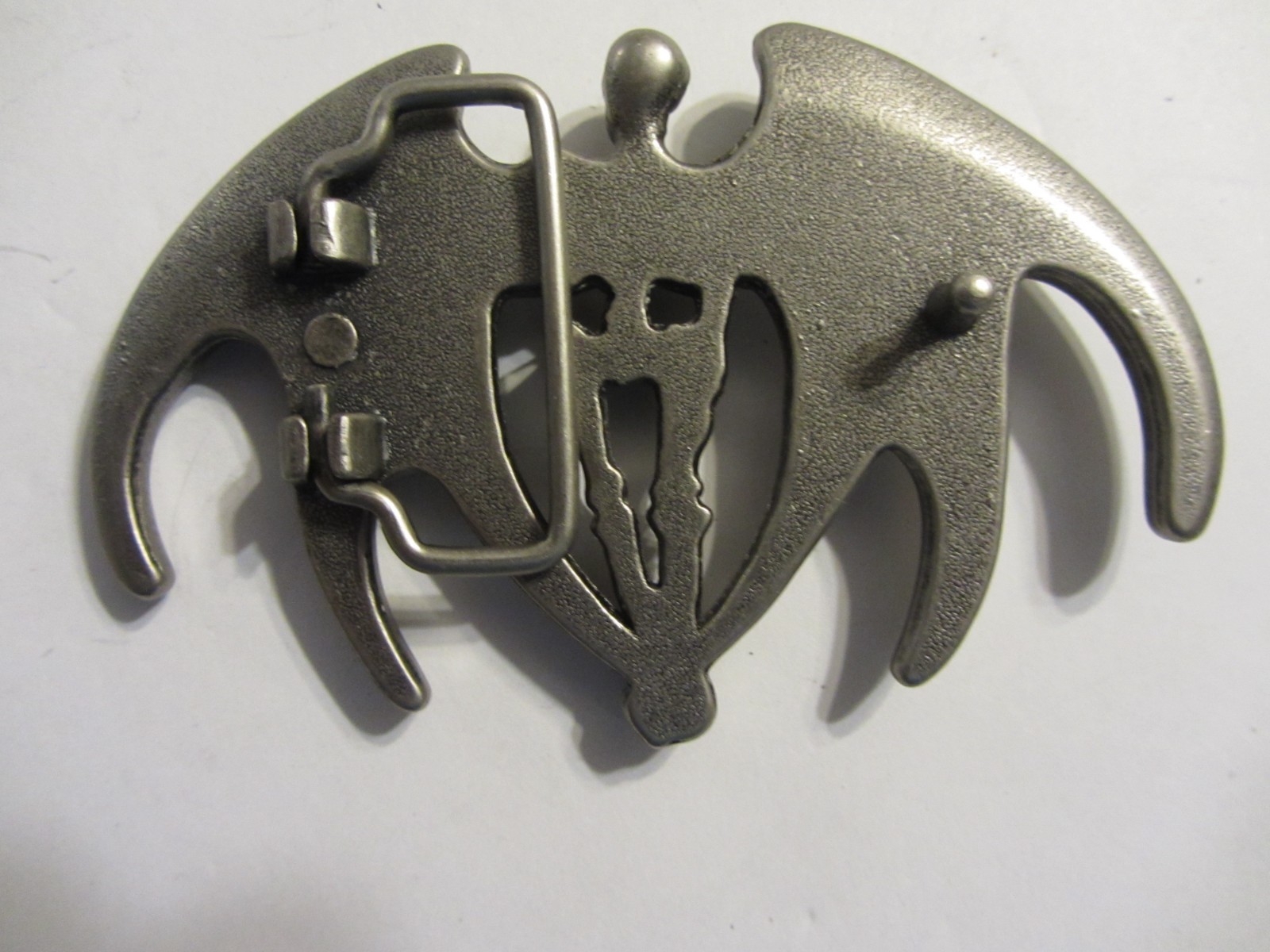Winged Skeleton Belt Buckle Pewter 137