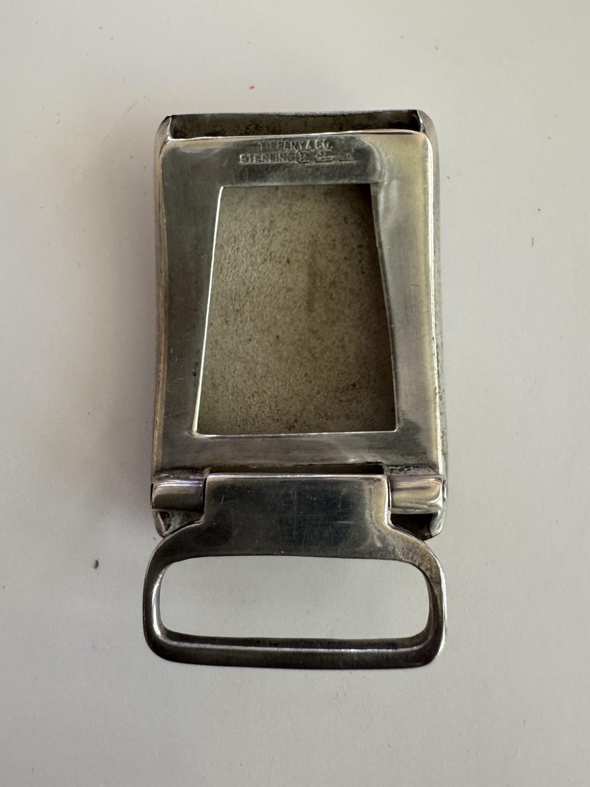 Tiffany & Co. Sterling Silver 925 Flip Belt Buckle 1.5in w/ Pouch, Logo