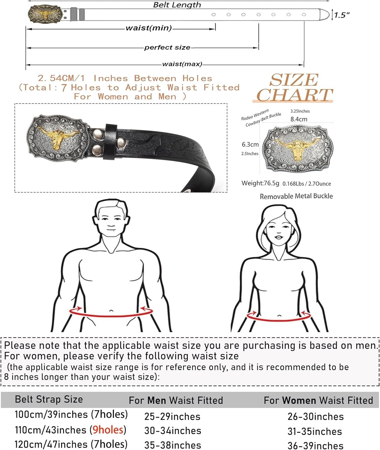 Western Cowboy-Belts for Men Big-Buckle Longhorn-Bull Pu-Leather Rodeo Cowgirl-B