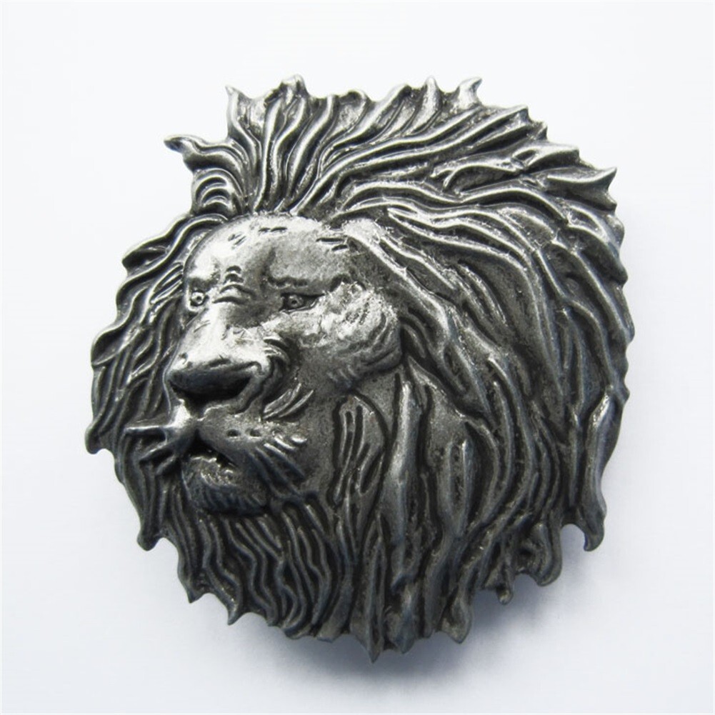 Vintage Distressed Lion Head Animal Wildlife Western Belt Buckle