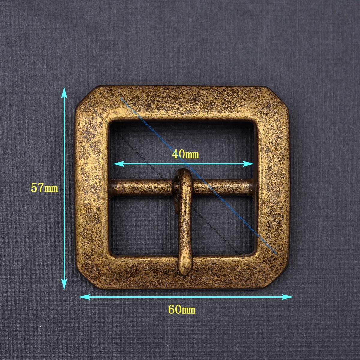 Sturdy Brass Rectangular Center Bar Pin Belt Buckle Replacement Fit 40mm Strap