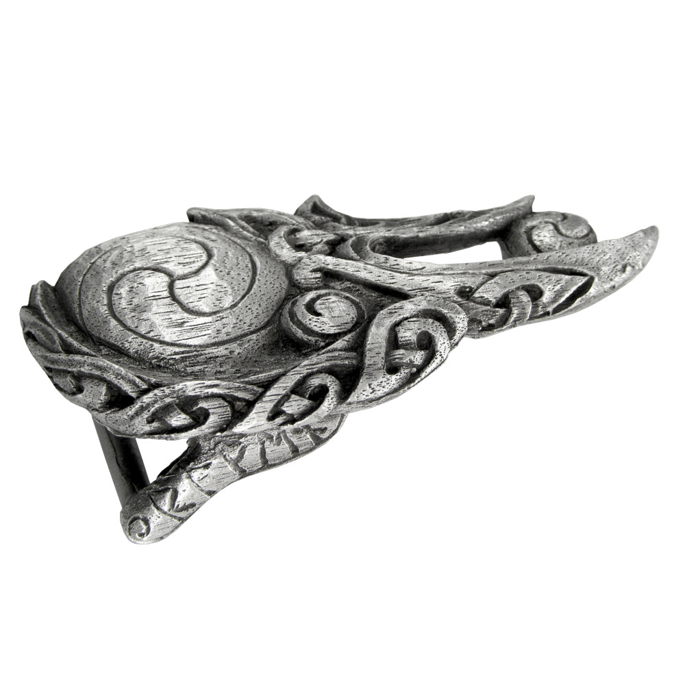 Pewter Celtic Knot Raven Belt Buckle – Dryad Design Crow Bird – Made in the USA