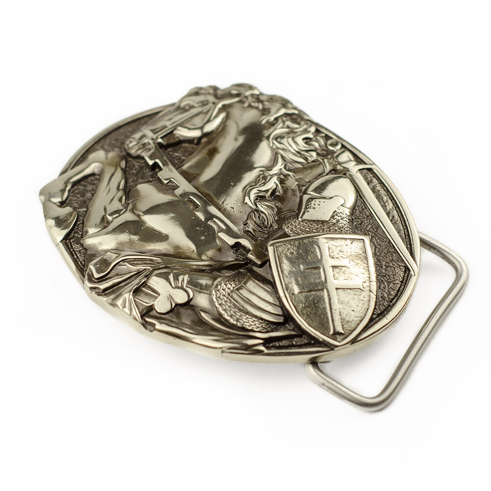 German silver belt buckle Fighting Knight Medieval military german silver buckle