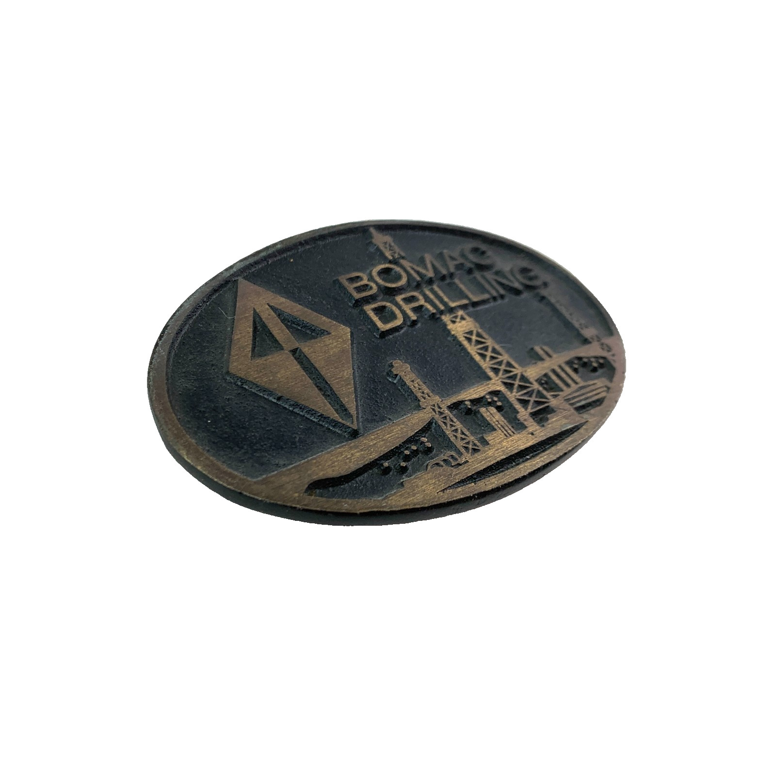 Vintage Bomac Drilling Provo Utah DynaBuckle Bronze Metal Belt Buckle