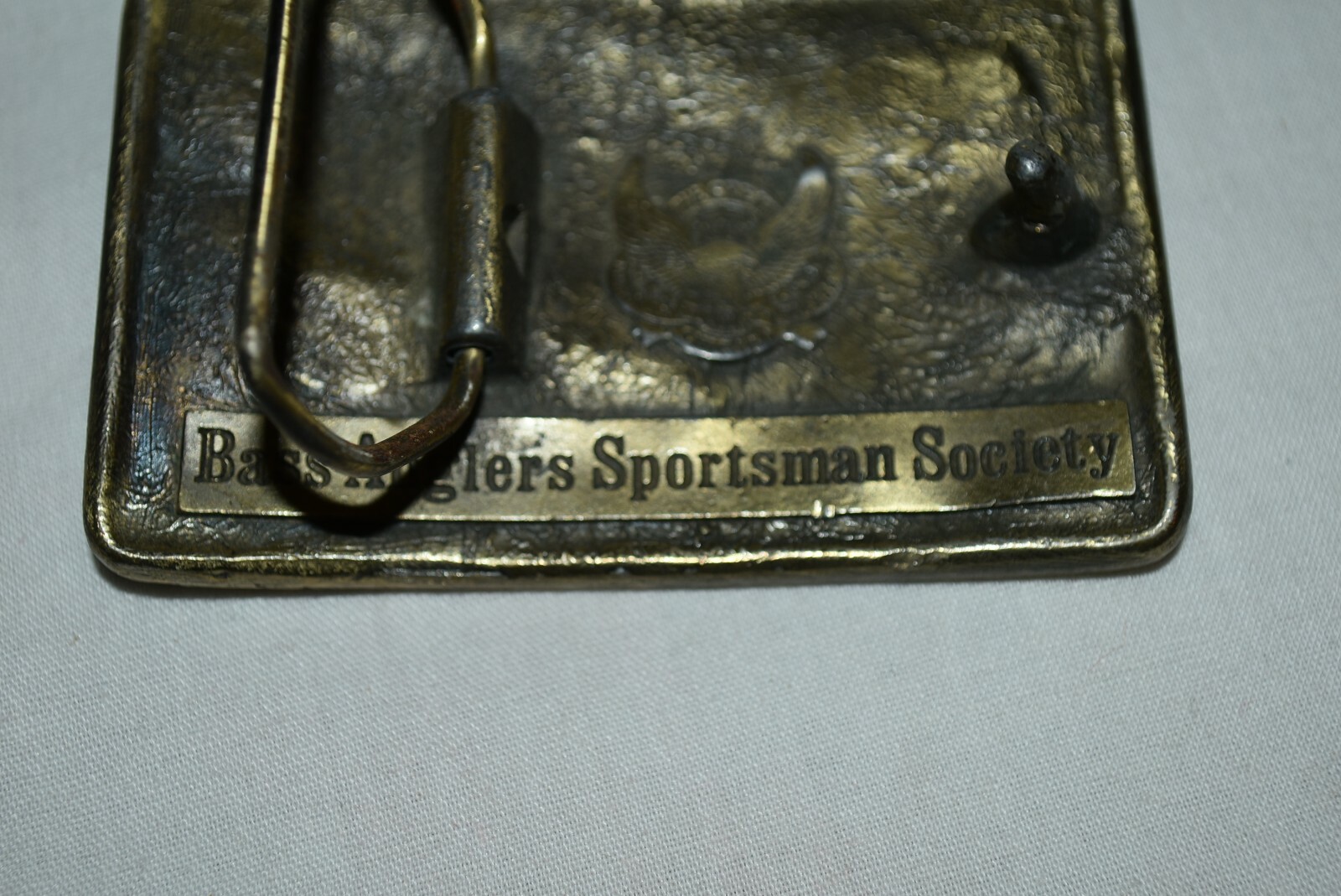 SOLID Brass Bass Anglers Sportsman Society BASS Jumping BELT BUCKLE EUC