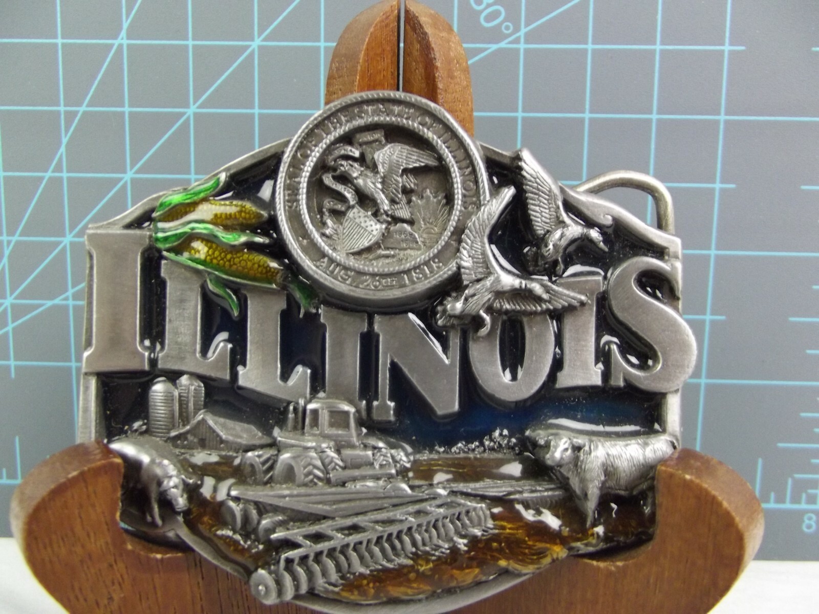 Vtg 80s State of Illinois Siskiyou enamel 21st State