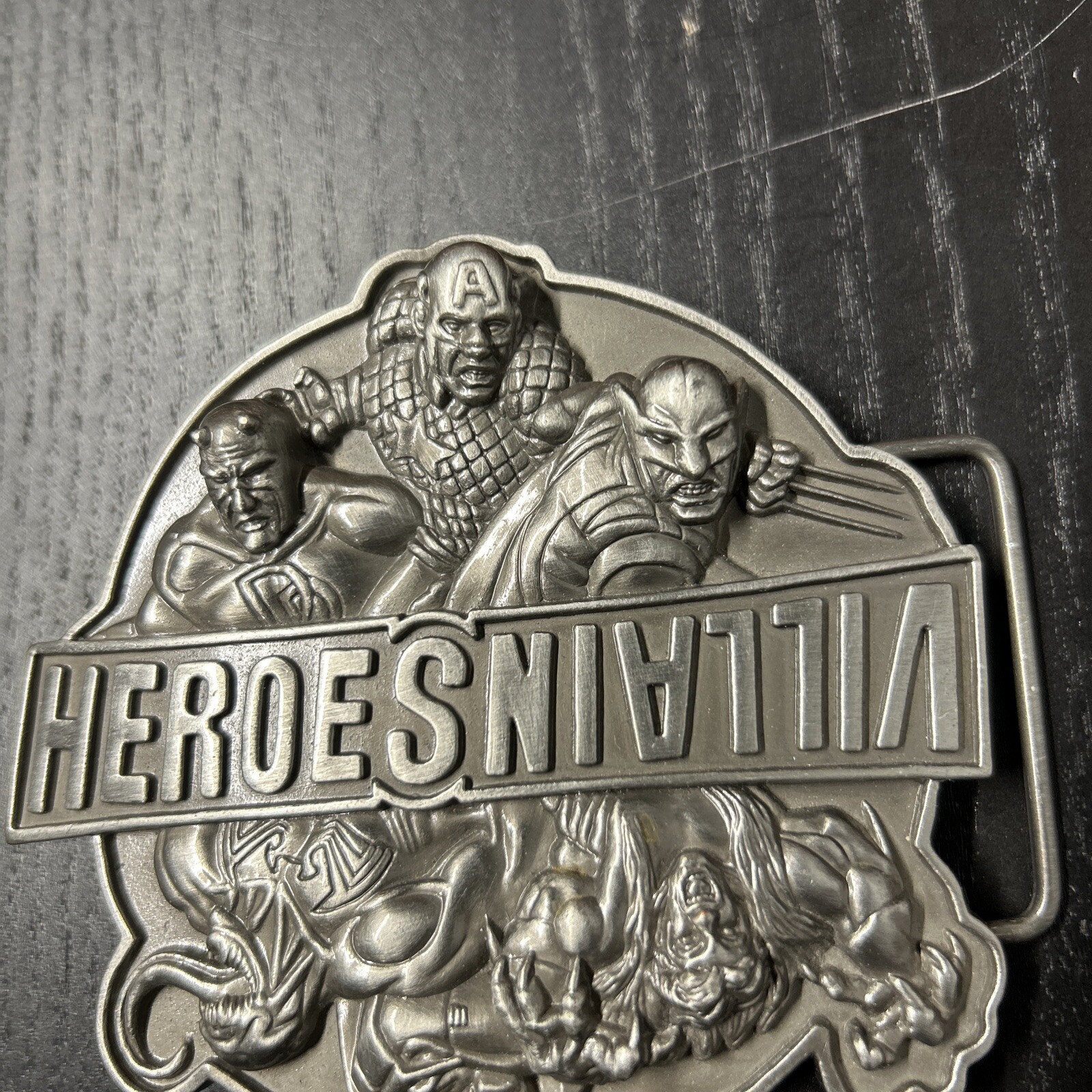 Heroes Villains Belt Buckle Marvel 2009 Reversible Up Down Nice! Captain America