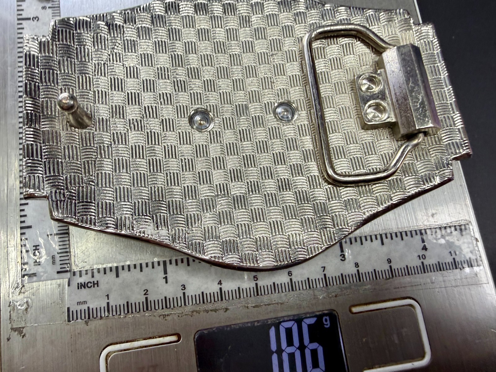 Dive Watch Style Shape Pistol Gun with Rhinestone Silver Color Large Belt Buckle