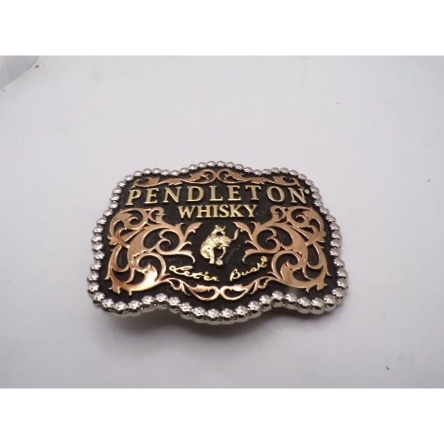 Montana Silversmiths Pendleton Whisky Buckle Let&rsquo;er Buck Gold Silver Tone Rodeo