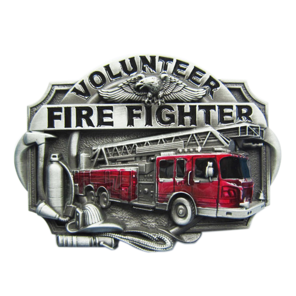 Vintage Style Enamel Volunteer Firefighter Belt Buckle also Stock in US