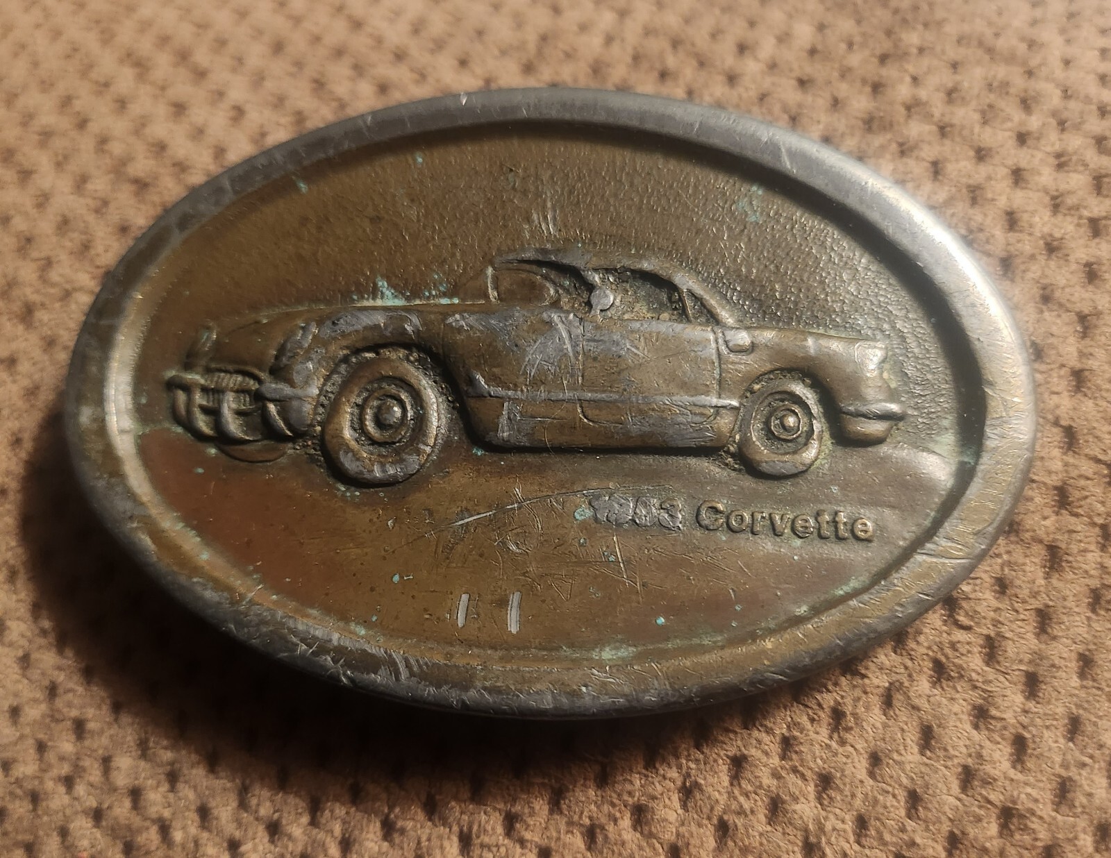 1976 Vintage 1953 Chevy Corvette Indiana Metal Craft Belt Buckle -Z1