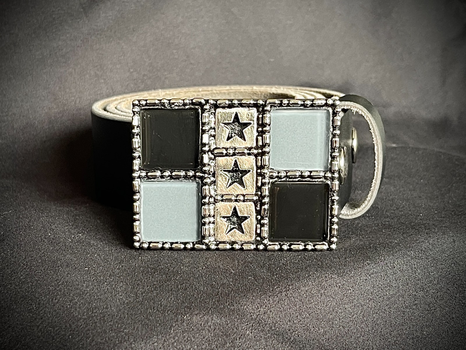 Handmade Military Star Glass Tile Belt Buckle OOAK Darren McNeese Gothic