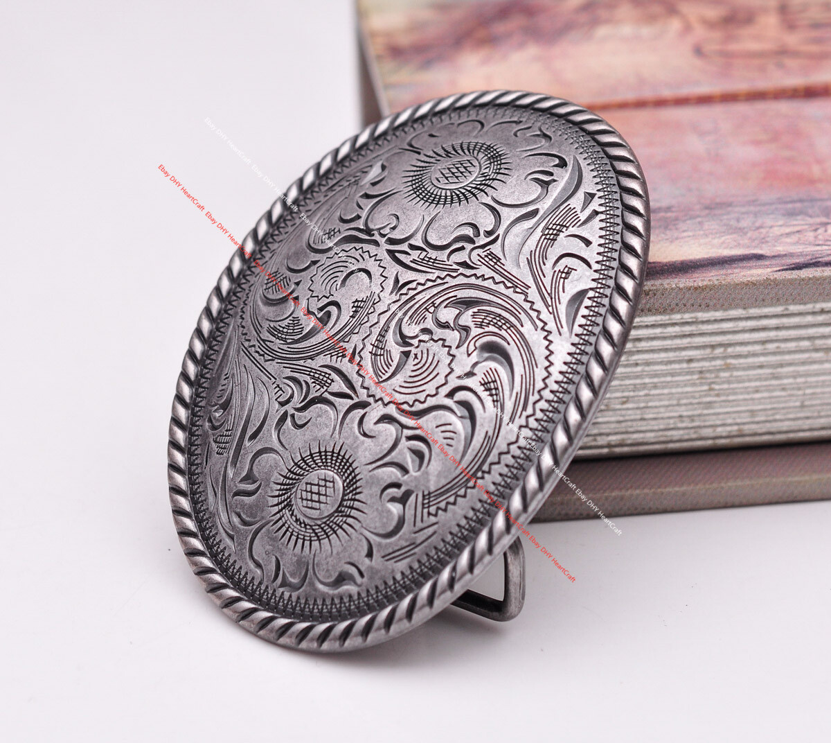 51MM Vintage Silver Cowboy Ranger Floral Carved Western Belt Buckle fit 2&Prime; Strap