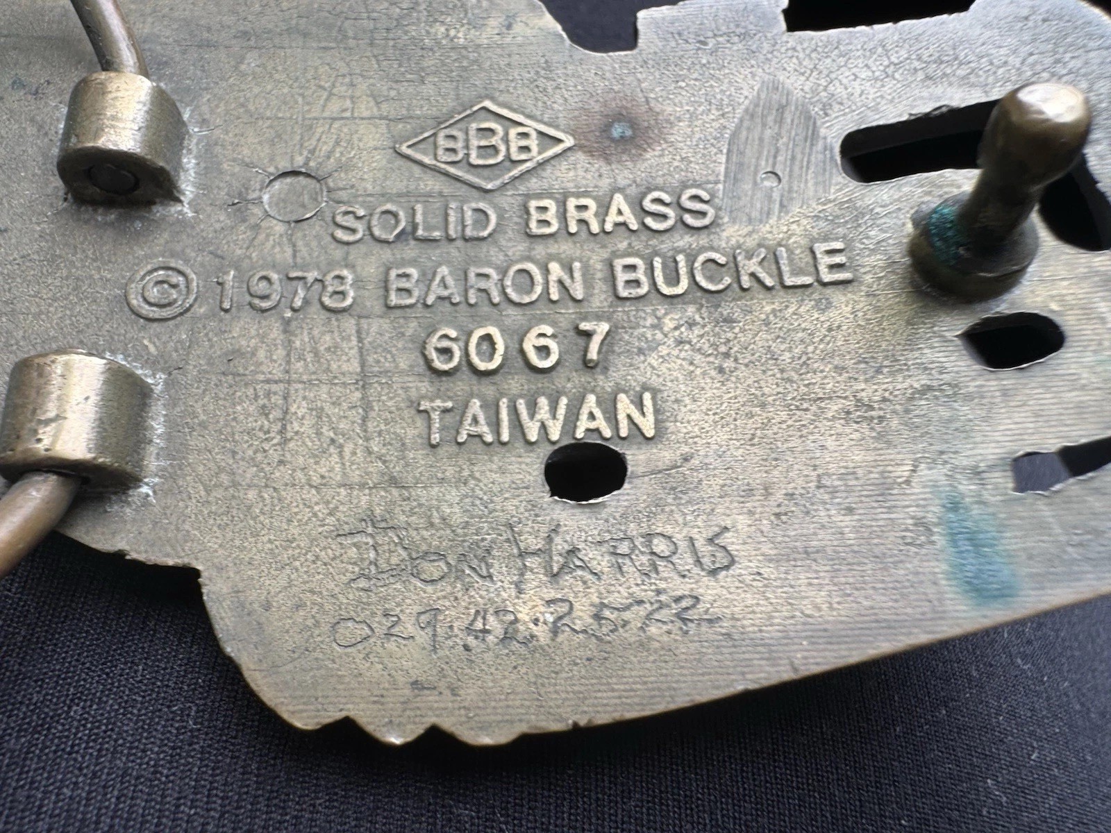 Vintage French Horn Solid Brass Belt Buckle 1978 Baron Buckles 6067 Taiwan