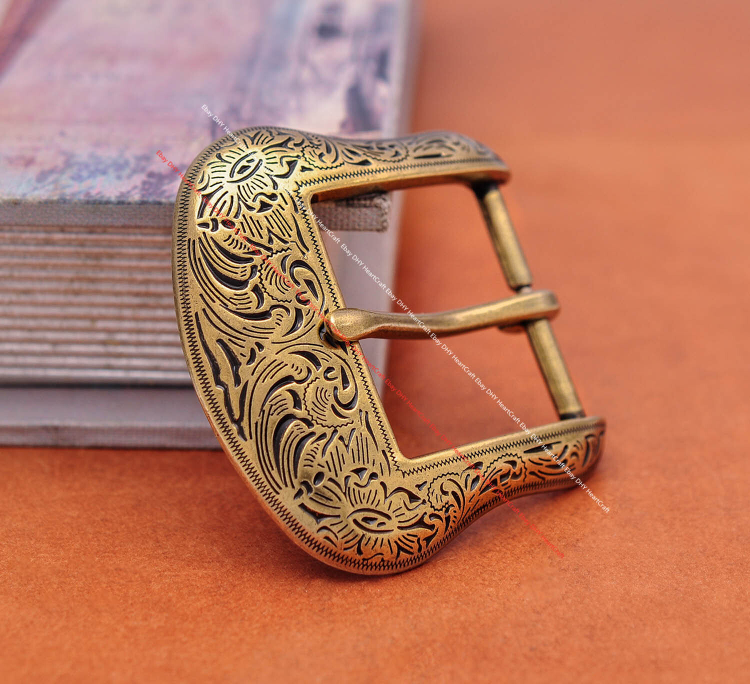 Antique Brass Western Cowboy Rodeo Floral 5 pcs Set Belt Buckle fit 1-1/2&Prime; Belt
