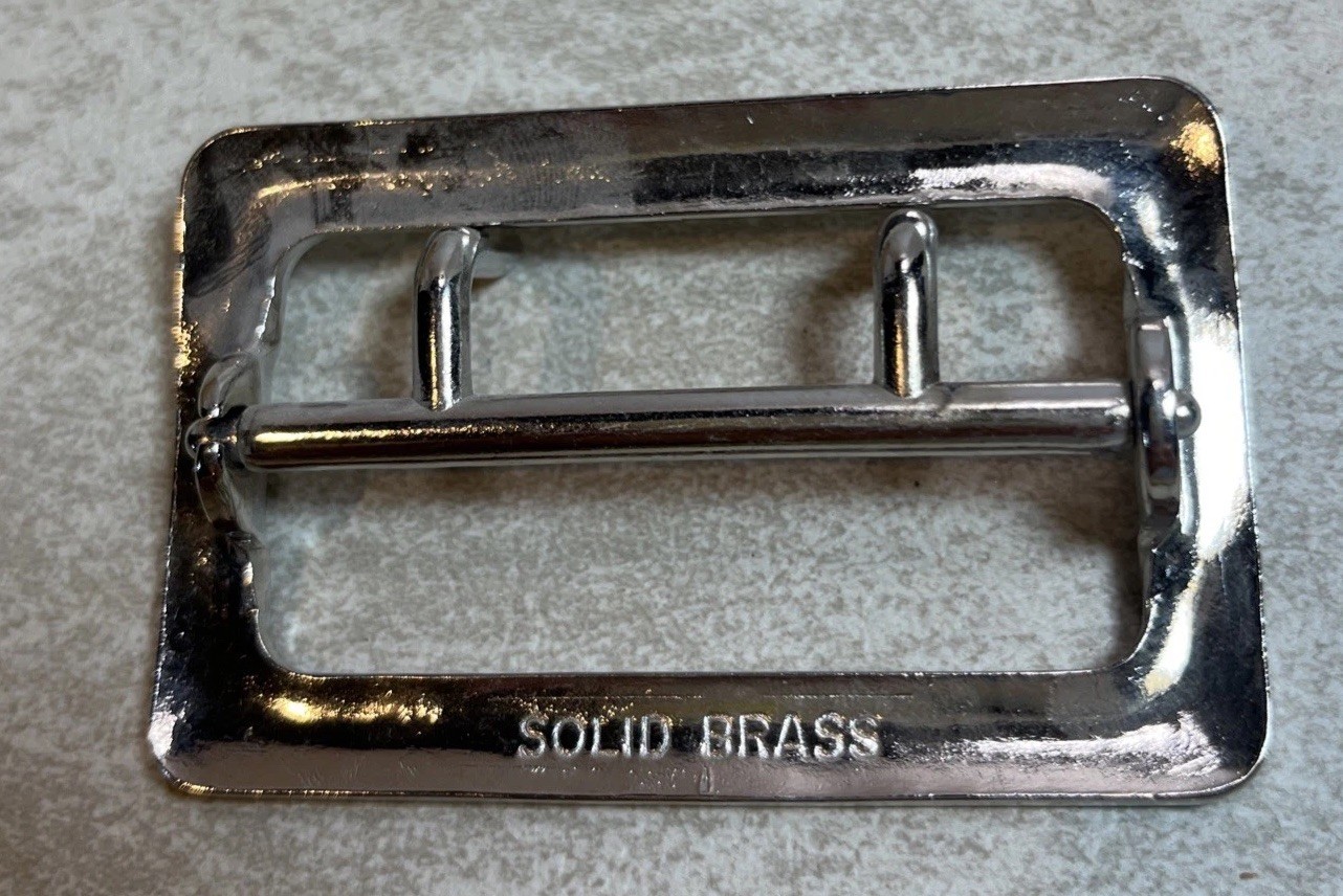 Vintage Solid Brass Chrome Plated 3”Double Prong Heavy Duty Belt Buckle