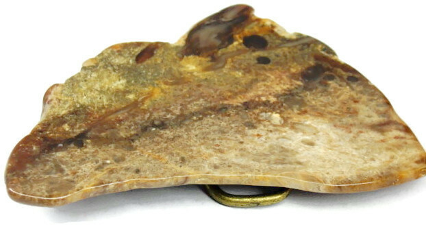 Belt Buckle Large Brown Natural Stone Polished Marble One of a Kind Handmade
