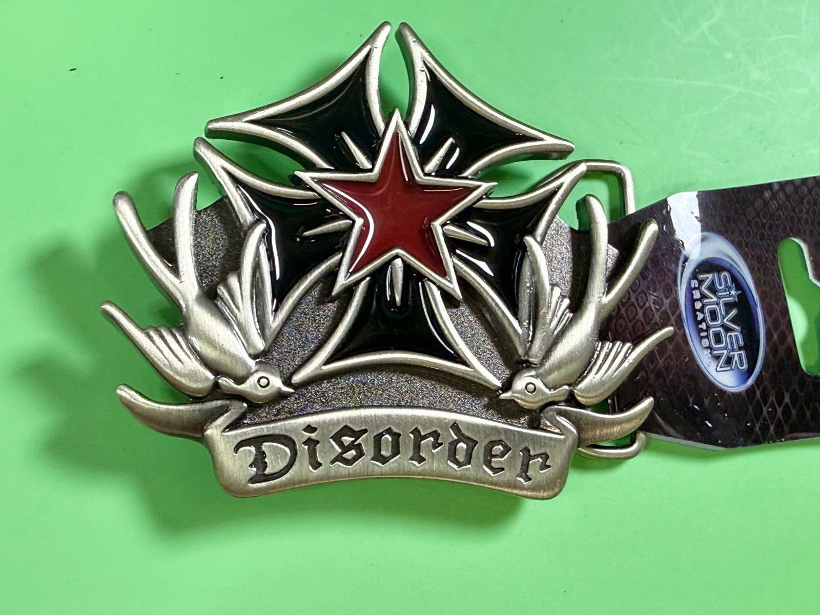 Disorder Iron Maltese Cross Doves NOS Silver Moon Creations Belt Buckle