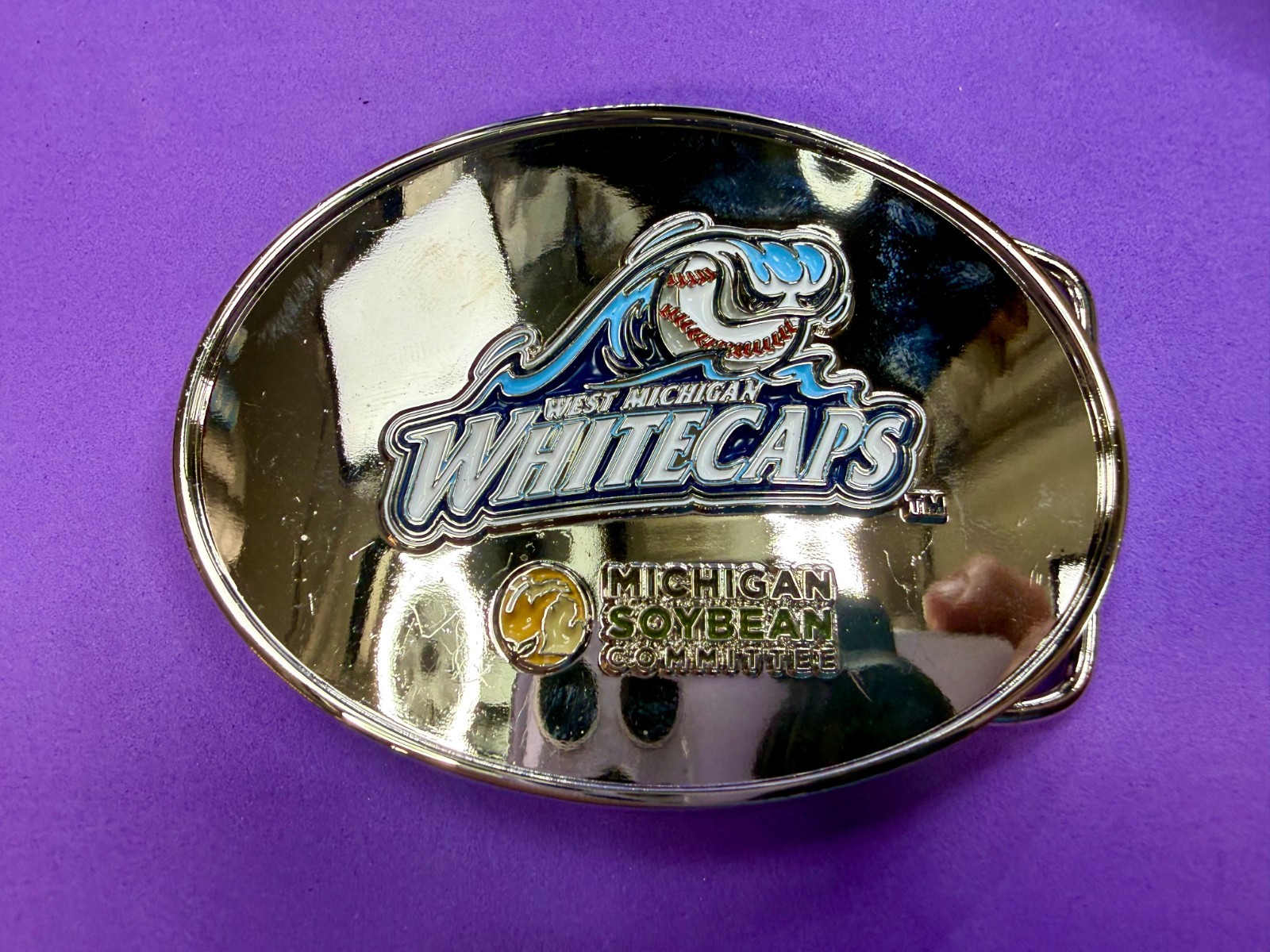 West Michigan Whitecaps Baseball Team Soybean Committee Belt Buckle