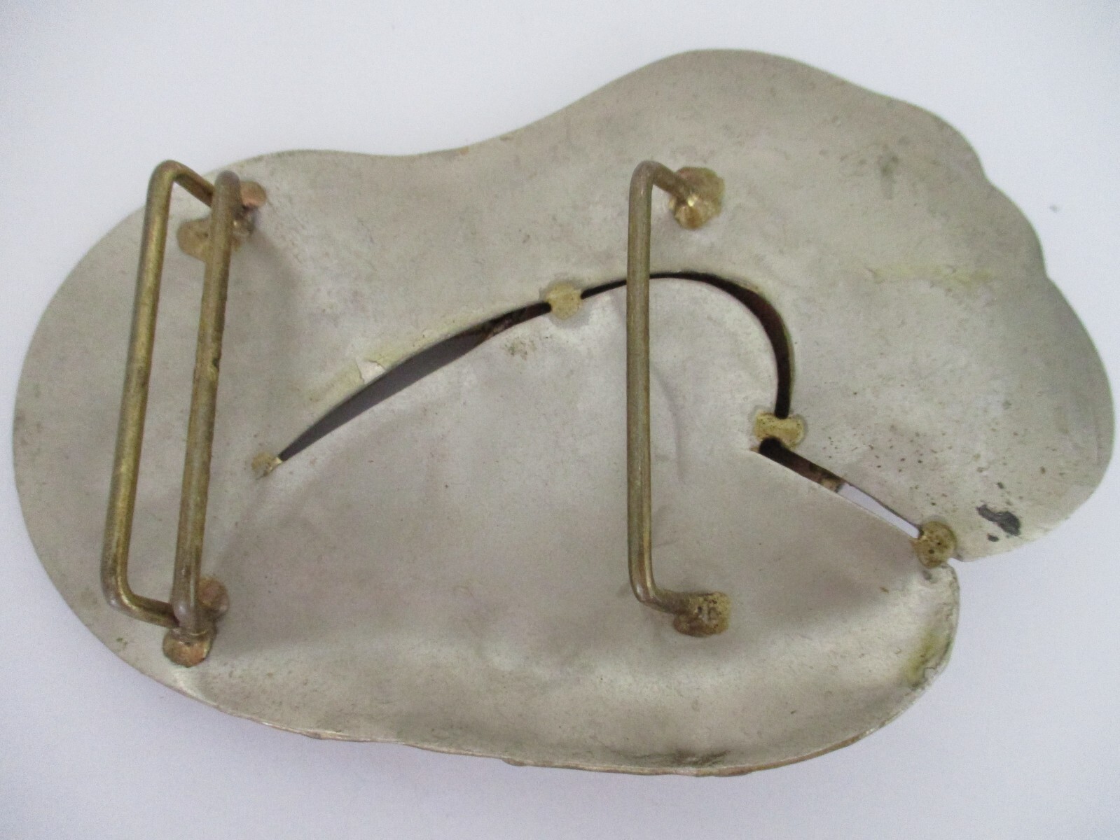Vintage Copper Brass Metal Belt Buckle Brutalist Modernist Handcrafted