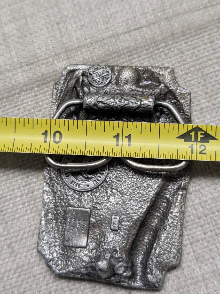 1980s vintage ALASKA belt buckle WESTERN pewter DEER where life if worth living