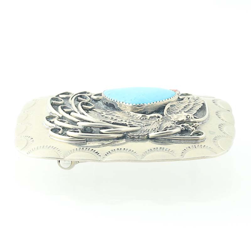 Southwestern Eagle Turquoise Coral Belt Buckle Gift Patriotic