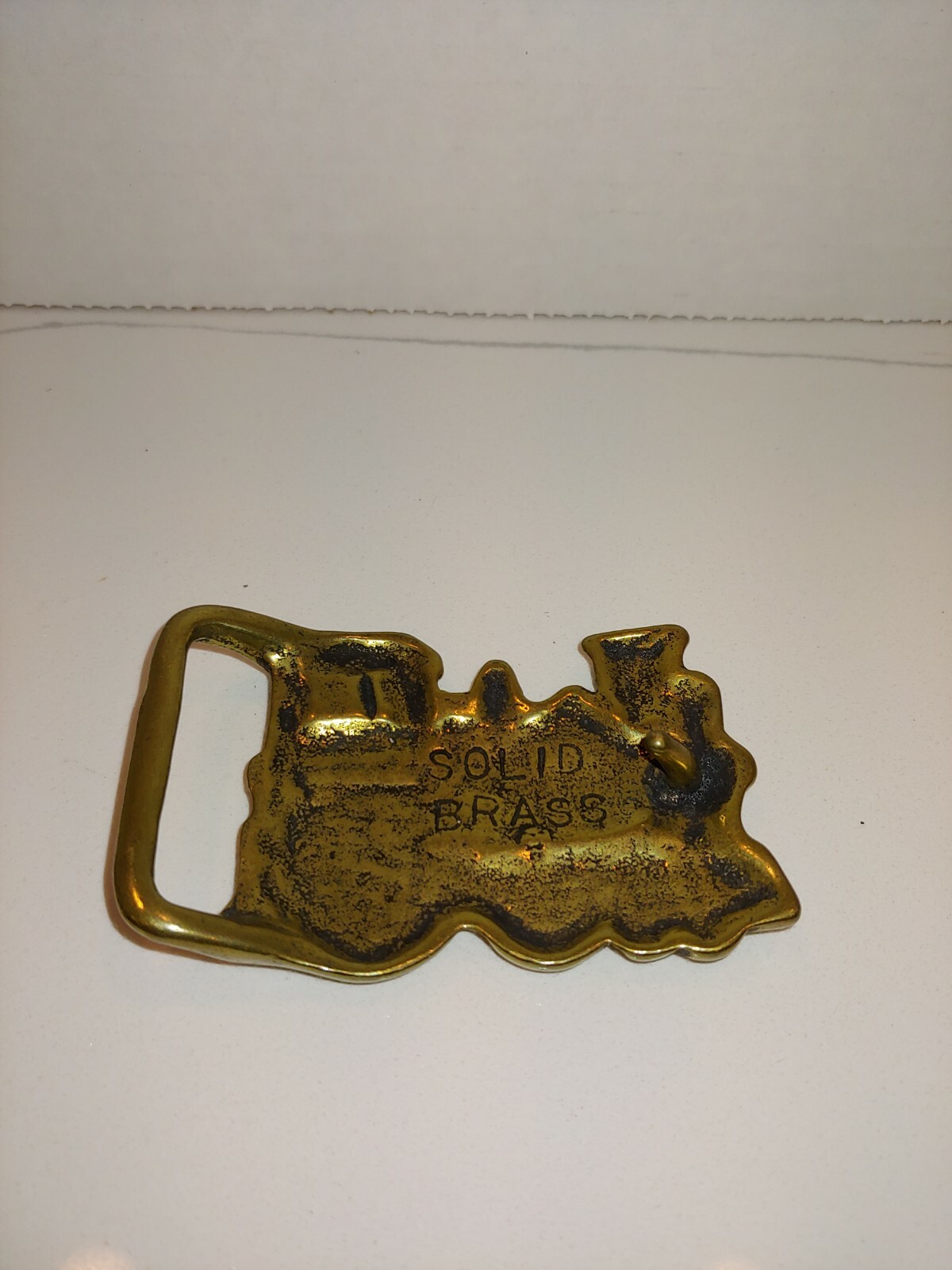 Vintage1970s Solid Brass Locomotive Train Belt Buckle EUC