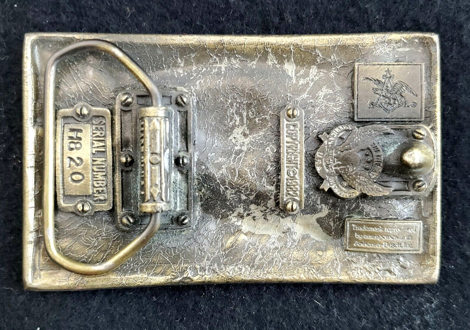 Vintage Budweiser Clydesdale 3D Enamel Inlay Belt Buckle 1982 Made in USA