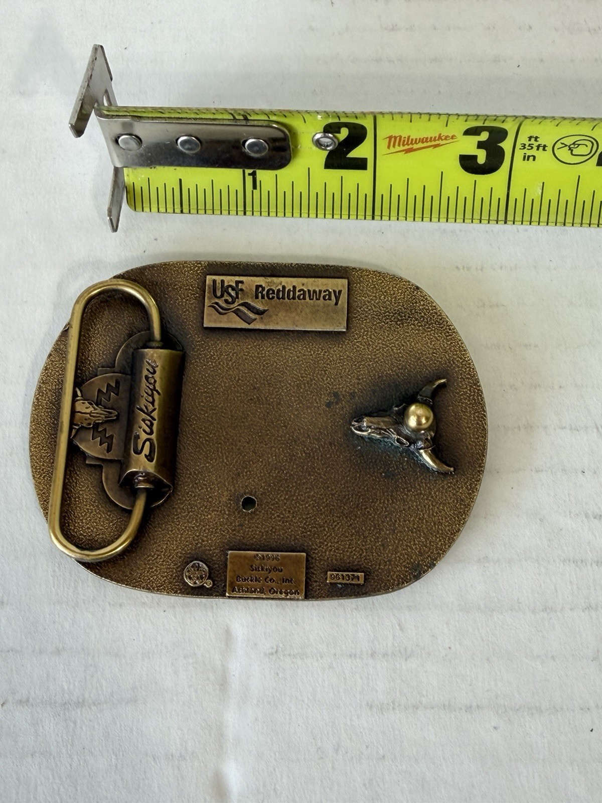 Vintage Belt Buckle, Brass, Reddaway Truck Line, Trucking, Semi Safety Award