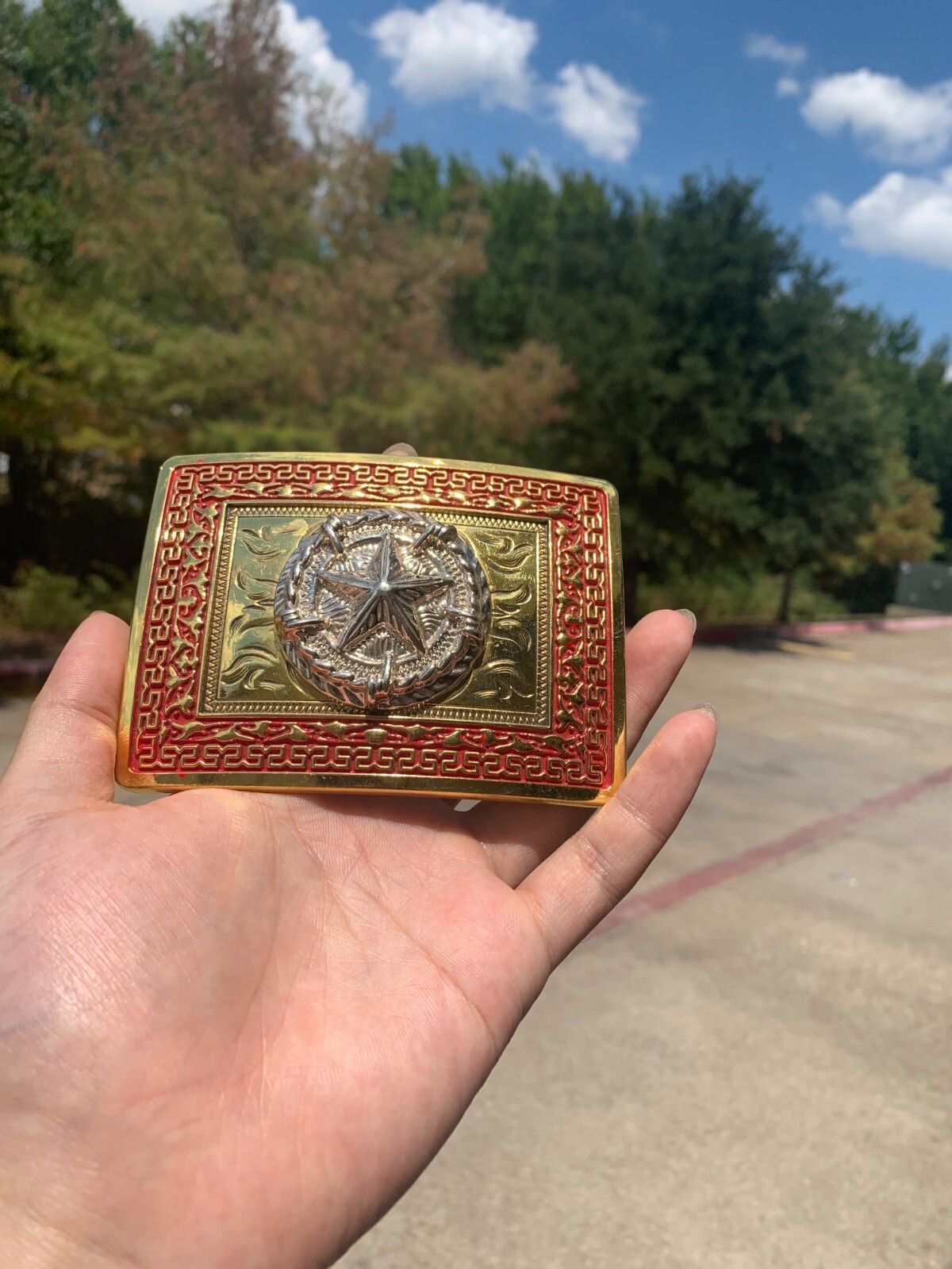 Western Buckle Gold Silver Red Texas Star Cowboy Fit 2 » Hebillas Vaqueras