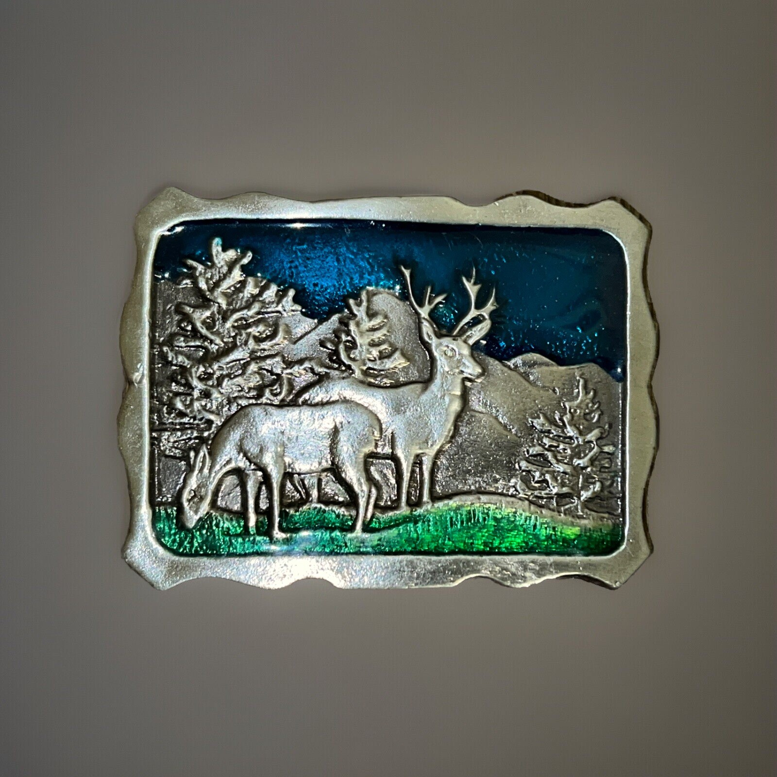 Deer Duck Geese – Belt Buckles – Blue Green Epoxy Resin Pewter Hunting Wildlife
